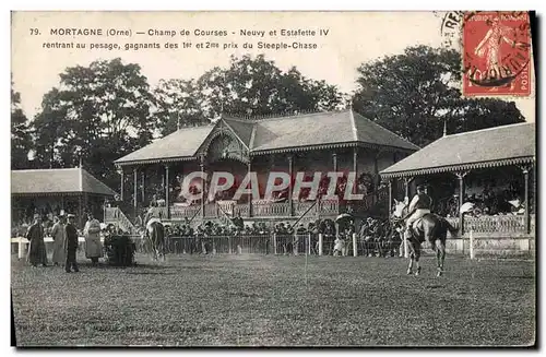 Ansichtskarte AK Cheval Equitation Hippisme Mortagne Champ de courses Neuvy et Estafette IV rentrant au pesage St