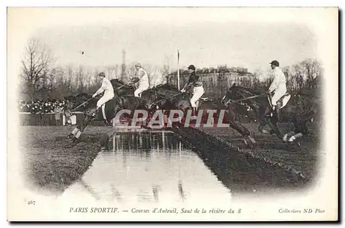 Cartes postales Cheval Equitation Hippisme Paris Sportif Courses d&#39Auteuil Saut de la riviere