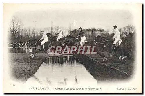 Cartes postales Cheval Equitation Hippisme Paris Sportif Courses d'Auteuil Saut de la riviere