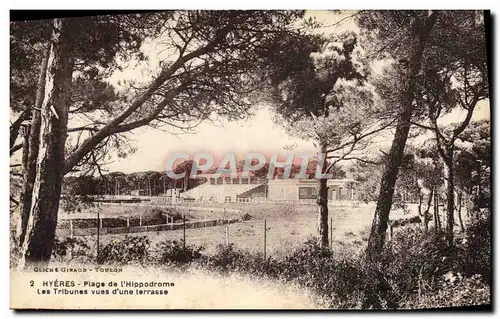 Cartes postales Cheval Equitation Hippisme Hyeres Plage de l&#39hippodrome Les tribunes vues d&#39une terrasse