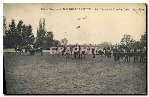 Cartes postales Cheval Equitation Hippisme Courses de Maisons Laffitte Un depart au starting Gate