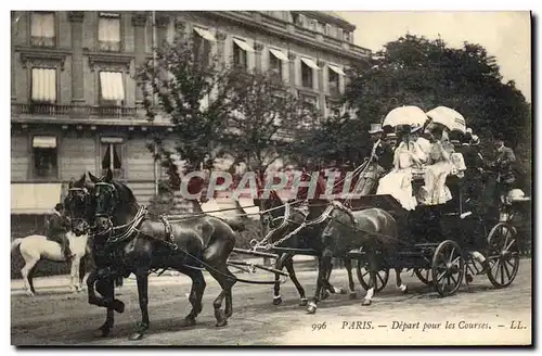 Ansichtskarte AK Cheval Equitation Hippisme Paris Depart pour les courses TOP