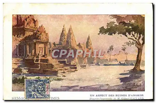 Cartes postales Bateau Paquebot Compagnie des Messageries Maritimes Un aspect des ruines d'Angkor