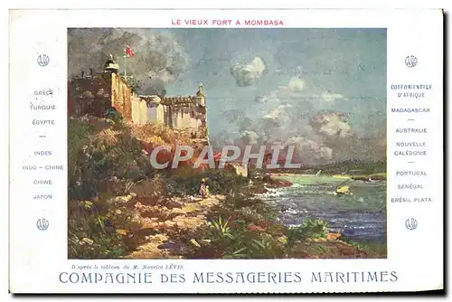 Cartes postales Bateau Paquebot Compagnie des Messageries Maritimes Le vieux fort a Mombasa