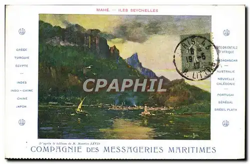 Cartes postales Bateau Paquebot Compagnie des Messageries Maritimes Mahe Iles Seychelles