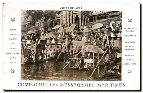 Cartes postales Bateau Paquebot Compagnie des Messageries Maritimes Vue de Benares Inde