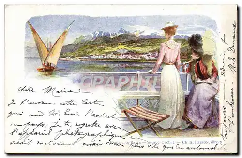 Cartes postales Bateau Evian les Bains Source Cachat