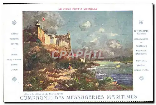 Cartes postales Bateau Paquebot Compagnie des Messageries Maritimes Le vieux fort a Mombasa