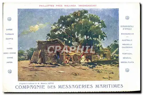 Ansichtskarte AK Bateau Paquebot Compagnie des Messageries Maritimes Paillottes pres Majunga Madagascar