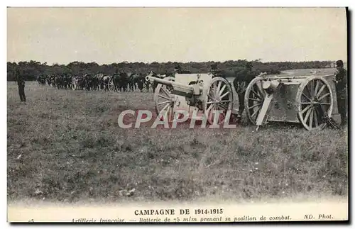 Cartes postales Militaria Artillerie Batterie de 75 mm prenant sa position de combat