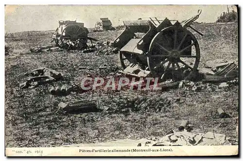 Cartes postales Militaria Pieces d&#39artillerie allemande Montreuil aux Lions