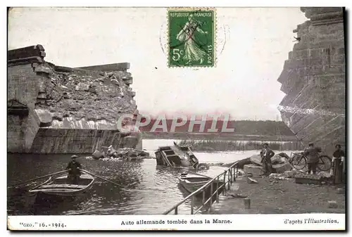 Ansichtskarte AK Militaria Auto allemande tombee dans la Marne