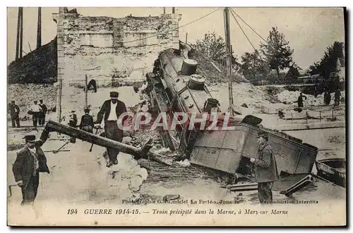 Ansichtskarte AK Militaria Train precipite dans la Marne a Mary sur Marne