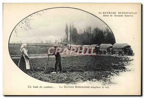 Cartes postales Militaria Bandage Bergougnan Train de camions