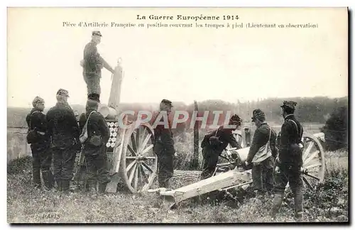 Ansichtskarte AK Militaria Piece d&#39artillerie Francaise en position couvrant les troupes a pied