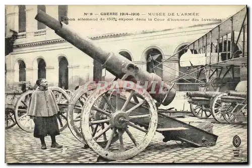 Ansichtskarte AK Militaria Paris Musee de l&#39armee Canon allemand de 155 expose dans la cour d&#39honneur des I