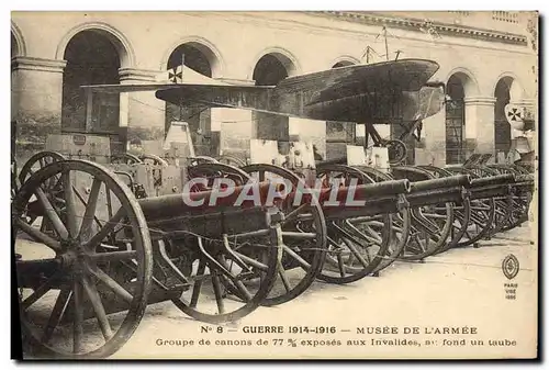 Ansichtskarte AK Militaria Paris Musee de l&#39armee Groupe de canons de 77 exposes aux Invalides au fond un taub