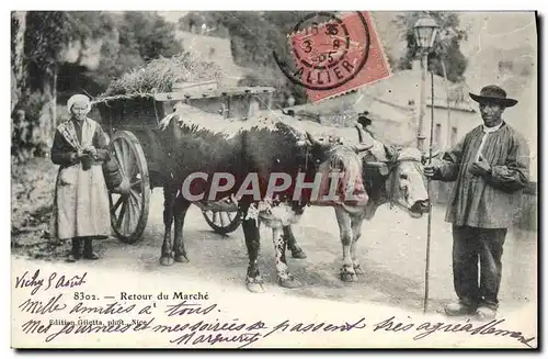 Ansichtskarte AK Retour du marche Attelage Vaches Folklore