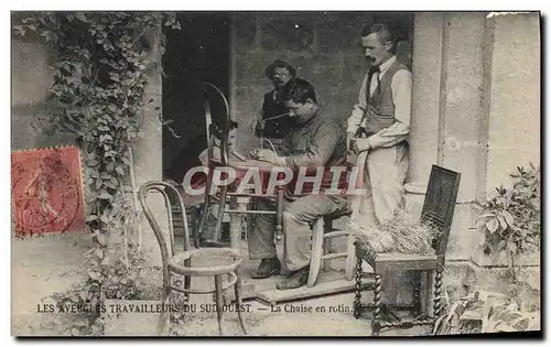Cartes postales Les aveugles travailleurs du Sud Ouest La chaise en rotin Folklore TOP