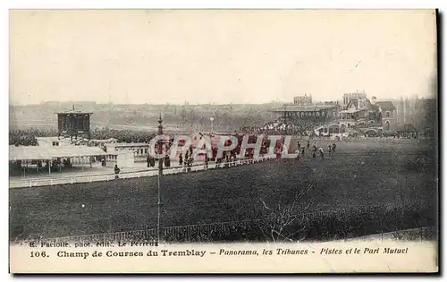 Cartes postales Cheval Equitation Hippisme Champ de courses du Tremblay Panorama les Tribunes