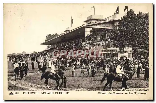Cartes postales Cheval Equitation Hippisme Deauville plage Fleurie Champ de courses la tribune