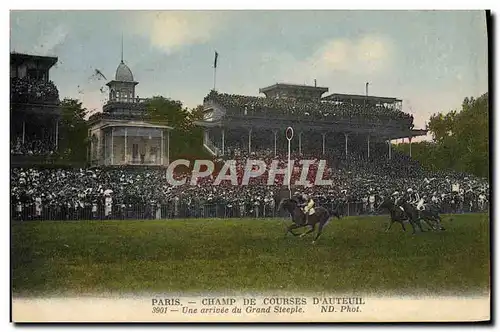 Cartes postales Cheval Equitation Hippisme Paris Champ de courses d&#39Auteuil Une arrivee du Grand steeple
