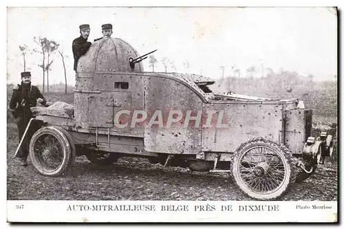 Ansichtskarte AK Militaria Auto mitrailleuse belge pres de Dixumude