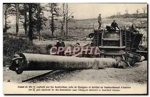 Cartes postales Militaria Canon de 380 mm capture par les allemands pres de Chuignes