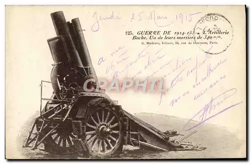 Cartes postales Militaria L&#39artillerie boche mortier de 340 mm