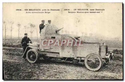 Ansichtskarte AK Militaria en Belgique pres de Dixmude Auto mitrailleuse belge