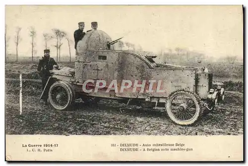 Ansichtskarte AK Militaria en Belgique pres de Dixmude Auto mitrailleuse belge