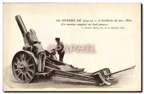 Cartes postales Militaria Artillerie Mortier anglais de huit pouces