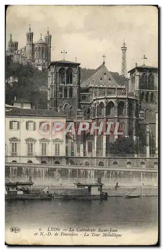 Ansichtskarte AK Lyon La Cathedrale Saint Jean et ND de Fourviere Tour metallique