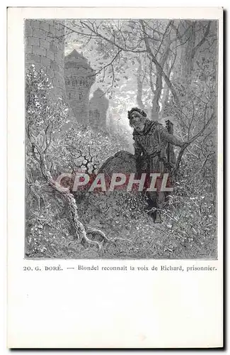 Cartes postales Chefs d&#39oeuvre de Gustave Dore Blondel reconnait la voix de Richard prisonnier