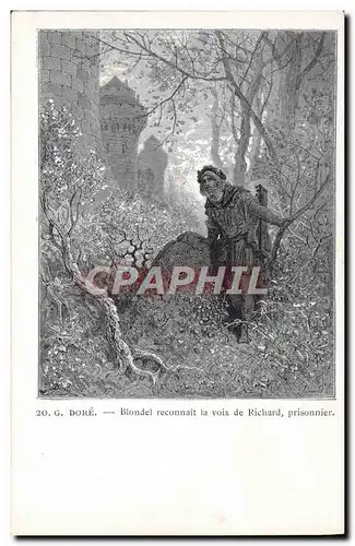Cartes postales Chefs d'oeuvre de Gustave Dore Blondel reconnait la voix de Richard prisonnier