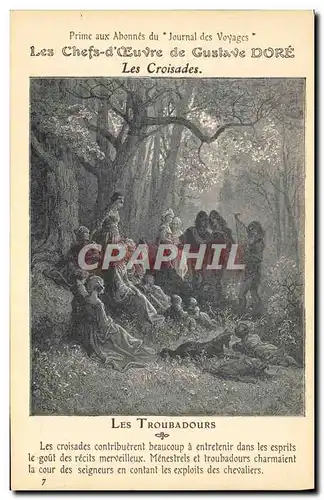 Cartes postales Chefs d&#39oeuvre de Gustave Dore Les croisades Les Troubadours