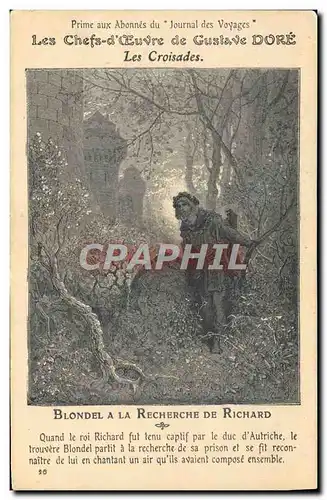 Cartes postales Chefs d'oeuvre de Gustave Dore Les croisades Blondel a la recherche de Richard