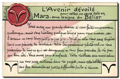Cartes postales Horoscope Mars Belier