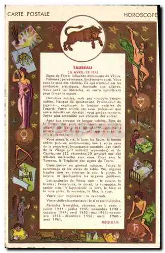 Cartes postales Horoscope Taureau