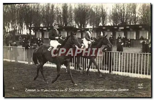 Cartes postales Cheval Equitation Hippisme Zariba monte par G Stern et Grillemont monte par Gamer