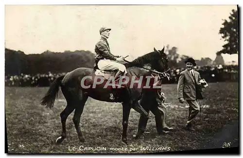 Cartes postales Cheval Equitation Hippisme Le Capucin monte par Williams Jockey Club 1923
