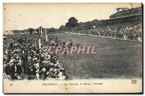 Cartes postales Cheval Equitation Hippisme Chantilly Les courses Le derby L&#39arrivee