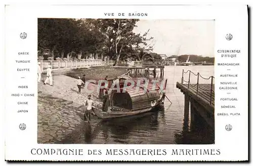 Ansichtskarte AK Bateau Paquebot Messageries Maritimes Vue de Saigon Indochine