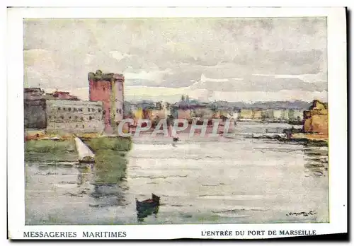 Cartes postales Bateau Paquebot Messageries Maritimes Entree du port de Marseille