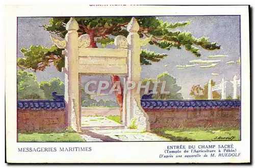 Cartes postales Bateau Paquebot Messageries Maritimes Entree du champ sacre Pekin Chine China