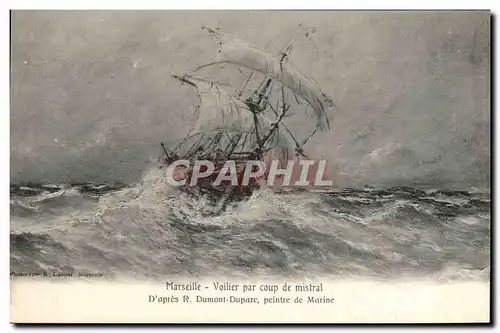 Cartes postales Bateau Marseille Voilier par coup de mistral