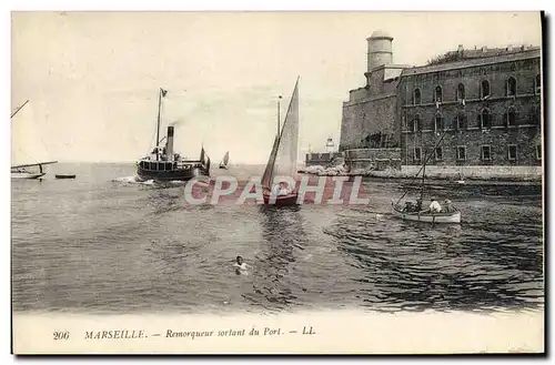 Ansichtskarte AK Bateau Marseille Remorqueur sortant du port