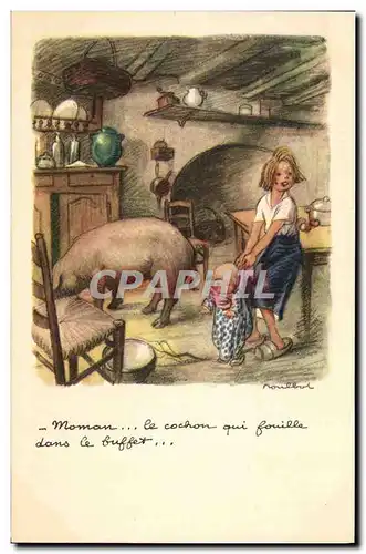 Cartes postales Illustrateur Poulbot Cochon Porc