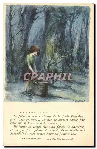 Cartes postales Illustrateur Poulbot Les miserables Victor Hugo La petite fille toute seule