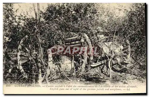 Cartes postales Militaria Canon anglais a l&#39abri des reconnaissances de l&#39artillerie et des avions alleman